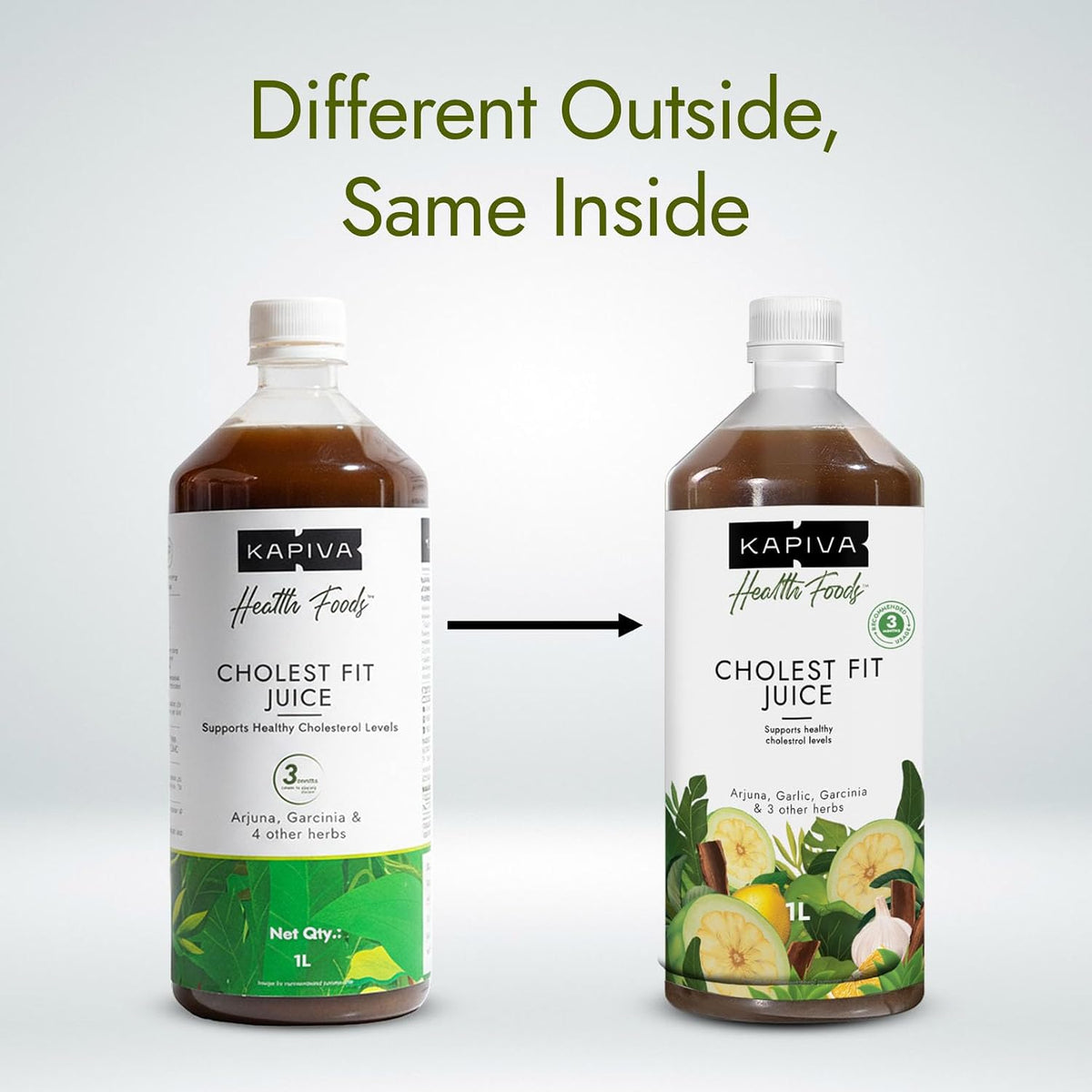 Kapiva Cholest Fit Juice | Modern Ayurvedic Cholesterol Care | 1000 ML X 1 Month Pack | 6 Herbs - Arjuna Chhaal, Garlic, Apple Cider Vinegar| Helps Reduce Cholesterol